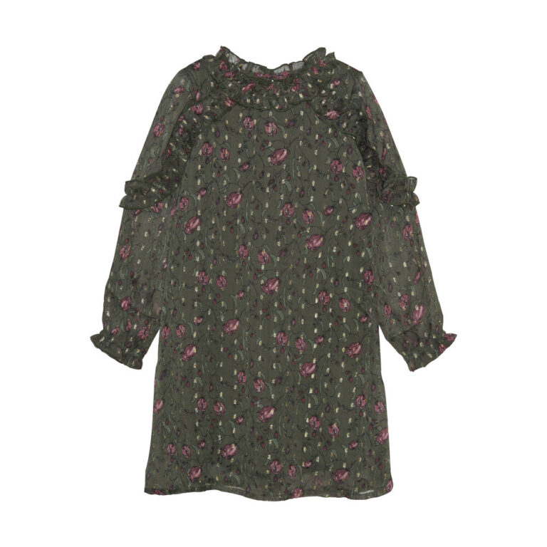 Kjole flower dot - Olive Night - 116