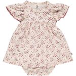 Love kortærmet kjole body - Buttercream/Berry red - 62