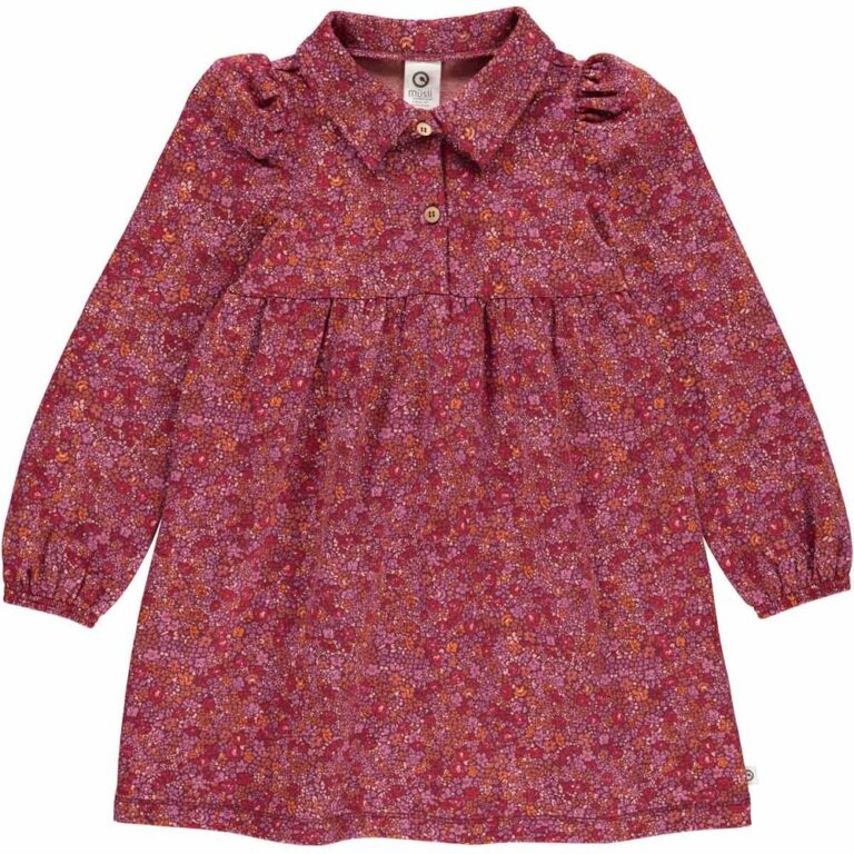 Petit blossom collar langærmet kjole - Fig/Boysenberry/Berry red - 104