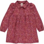 Petit blossom collar langærmet kjole - Fig/Boysenberry/Berry red - 110