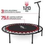 Fitness Trampolin - Ø 101cm, højdejusterbart håndtag, gummitov, op til 120 kg, sort/rød