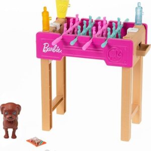 Barbie - Bordfodbold Legesæt Med Kæledyr - 8 Dele