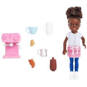 Barbie Chelsea Can Be... Barista Doll And 7 Career-themed Accessories Including Coffee Maker