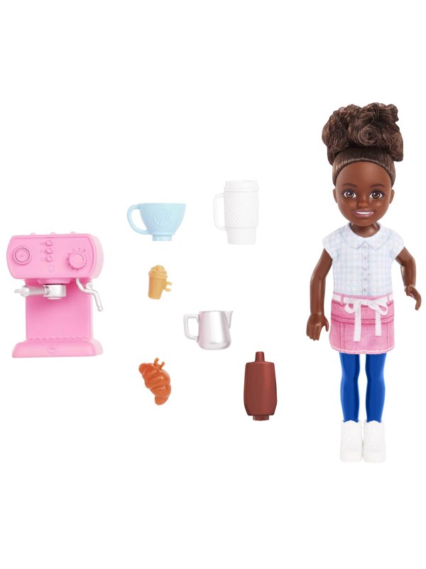 Barbie Chelsea Can Be... Barista Doll And 7 Career-themed Accessories Including Coffee Maker