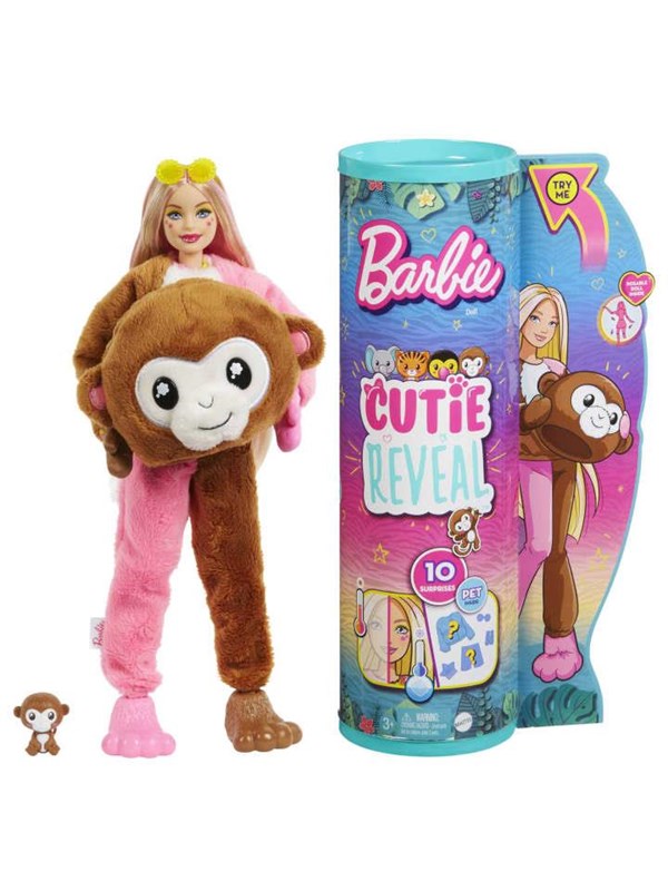 Barbie Cutie Reveal Jungle Series Monkey Doll 30cm