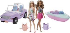 Barbie Dukker Med Strandbil Og Speedbåd