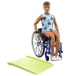 Barbie Ken Doll With Wheelchair & Ramp Fashionistas Brunette