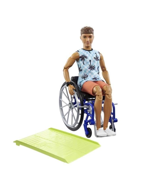 Barbie Ken Doll With Wheelchair & Ramp Fashionistas Brunette