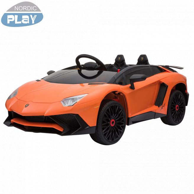 Elbil Lamborghini Aventador, NORDIC PLAY Speed 12V, Orange - 805-684