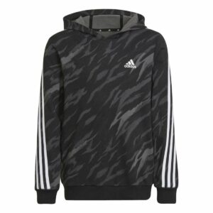 Hættetrøje til Børn Adidas 3 Stripes Sort 7-8 år