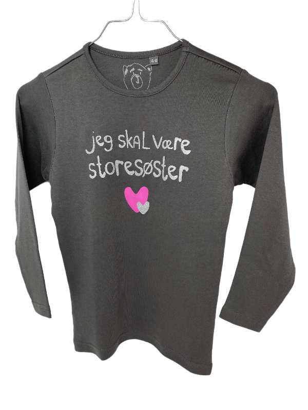 Jeg Skal Være Storesøster T-Shirt L/S, Steel Grey - Legekammeraten.dk