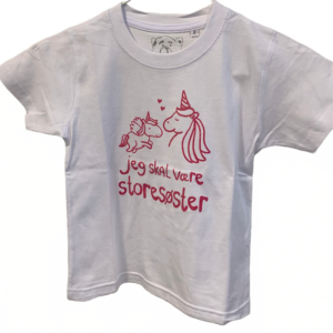 Jeg Skal Være Storesøster T-shirt S/S Enhjørning Hvid - Jeg skal være storesøster T-Shirt - Legekammeraten.dk