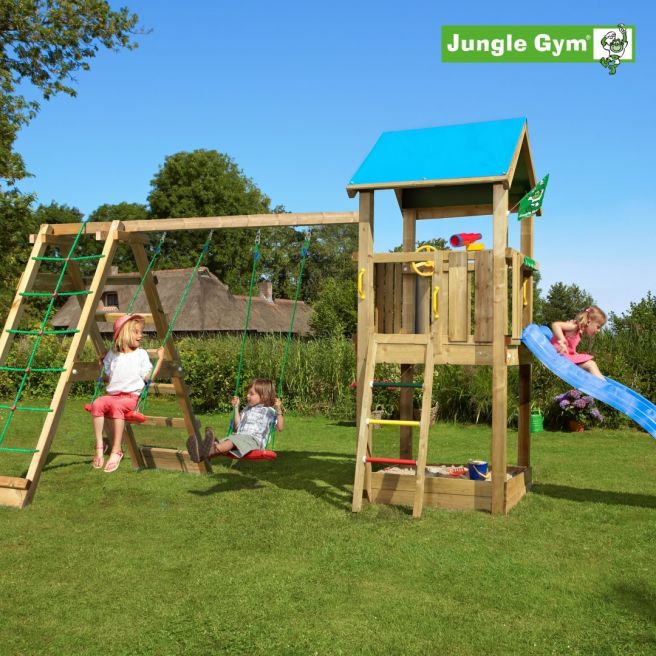 Jungle Gym Castle legetårn komplet inkl. climb module xtra ekskl. rutschebane - 804-280CB