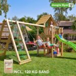 Jungle Gym Cubby legetårn komplet inkl. climb module xtra, 120 kg sand og grøn rutschebane - 804-269CXSG