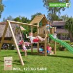 Jungle Gym Cubby legetårn komplet inkl. swing module xtra, 120 kg sand og grøn rutschebane - 804-269SXSG