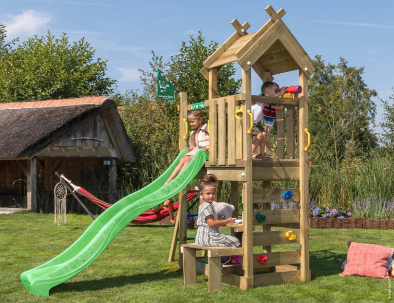 Legetårn Jungle Gym Teepee komplet inkl. grøn rutschebane