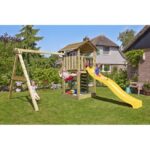 Legetårn komplet Jungle Gym Cottage 2.1 inkl. Swing modul og gul rutschebane