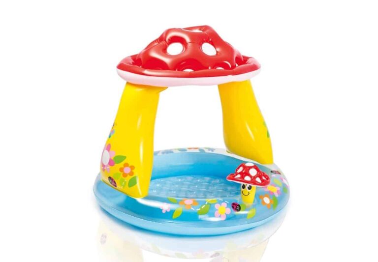 Mushroom Baby Pool med Skyggetag, 45L, 102x89 Cm.