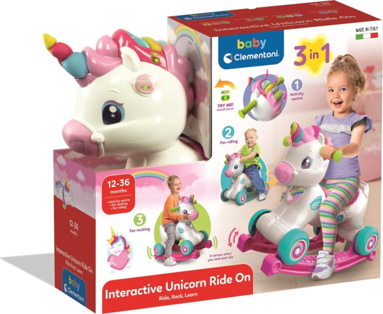 Baby Clementoni - Interactive Unicorn Ride On - 3-i-1 Gåbil