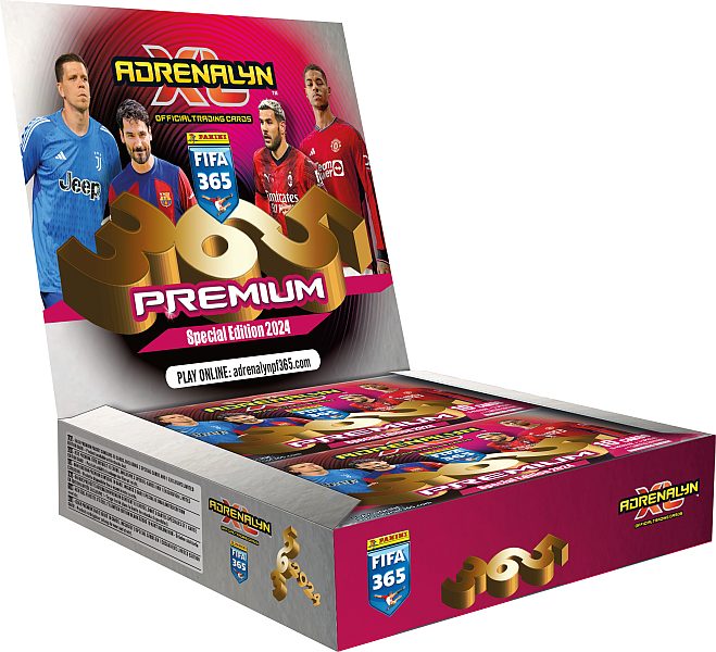 FIFA 365 2024 fodboldkort- Premium Booster Display - 1 Box med 10 Premium-Pakker - Fodboldkort