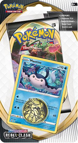 Pokemon Blister Pack - 1 Sword & Shield: Rebel Clash Booster Pakke + Pokemon MÃ¸nt & Black Star Promo (Checklane)