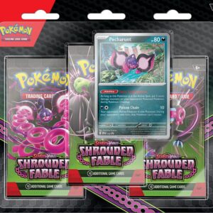 Pokemon Blister Pack - 3-Pack: 3 Scarlet & Violet: Shrouded Fable Booster Pakker + Pecharunt Black Star Promo