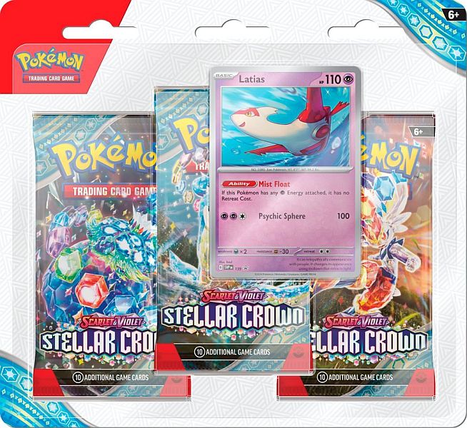 Pokemon Blister Pack - 3-Pack: 3 Scarlet & Violet: Stellar Crown Booster Pakker + Latias Black Star Promo