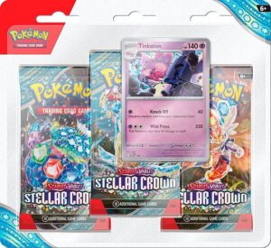 Pokemon Blister Pack - 3-Pack: 3 Scarlet & Violet: Stellar Crown Booster Pakker + Tinkaton Black Star Promo