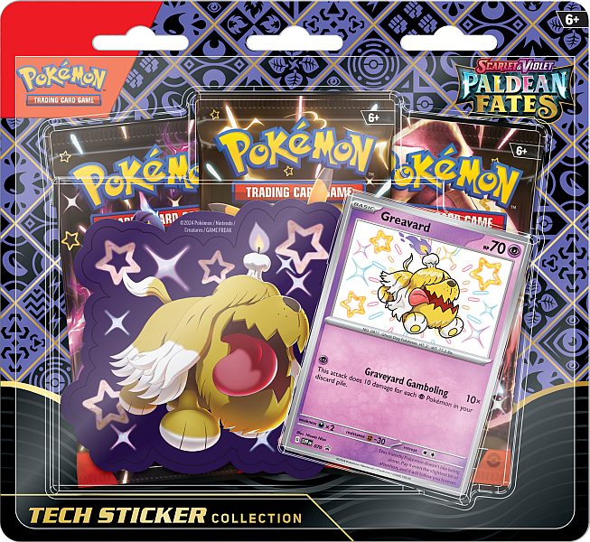 Pokemon Scarlet & Violet: Paldean Fates - Tech Sticker Collection Blister: Greavard (3 Boosters)