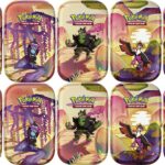 Pokemon Tin Kasse - 2024 Summer Scarlet & Violet: Shrouded Fable Mini Tins Display - 10 Mini Tins! (20 Boosters)