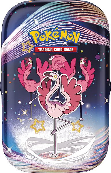 Pokemon Tin Kasse - 2024 Winter Scarlet & Violet: Paldean Fates Mini Tin: Flamigo (2 Boosters & KlistermÃ¦rker)