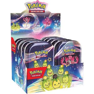 Pokemon Tin Kasse - 2024 Winter Scarlet & Violet: Paldean Fates Mini Tins Display - 10 Mini Tins! (20 Boosters)