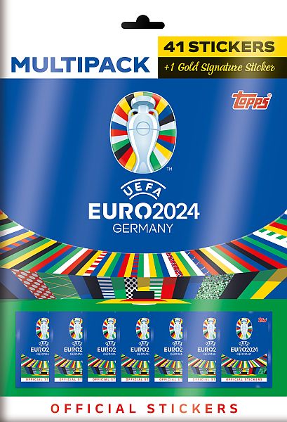 Topps Fodbold-Stickers/KlistermÃ¦rker: Euro 2024 - Multipack (42 Stickers)