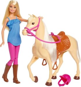 Barbie hest Dukke Med Hest Og Tilbehør