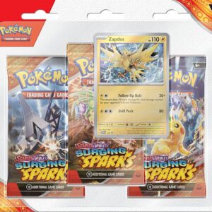 Pokemon SV08: Surging Sparks Zapdos 3-Pack Blister