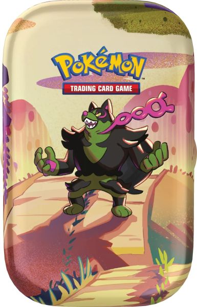 Pokemon Tin Kasse - 2024 Summer Scarlet & Violet: Shrouded Fable Mini Tin: Okidogi (2 Boosters & KlistermÃ¦rker)