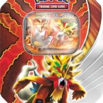 Pokemon Tin Kasse - 2024 Wave 3 Fall: Gouging Fire ex (Ancient Entei) - Paradox Destinies Collector's Tin Box (4 Boosters)