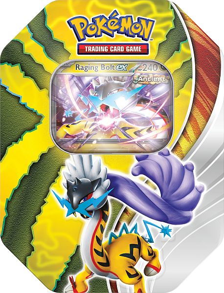 Pokemon Tin Kasse - 2024 Wave 3 Fall: Raging Bolt ex (Ancient Raikou) - Paradox Destinies Collector's Tin Box (4 Boosters)