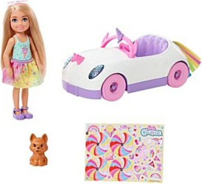 Barbie - Club Chelsea Doll & Unicorn Car (gxt41)