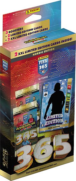 Panini Adrenalyn XL: FIFA 365 2025 Nordic Edition - XXL Maxi Blister - 3 Boosters, 2 Limited-Kort og 2 XXL Limited-Kort