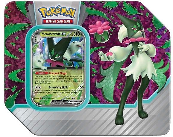 Pokemon Tin Kasse - 2023 Wave 3 Fall (USA Version): Meowscarada - Paldea Partners Collector's Tin Box (5 Boosters)