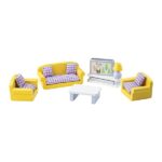 Tidlo Wooden Dollhouse Furniture Living Room 9 pieces.