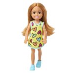 Barbie Chelsea Doll Heart-Print Dress With Brunette Hair & Brown Eyes 15cm