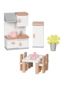 Goki Wooden Doll Furniture Kitchen 20 pieces.