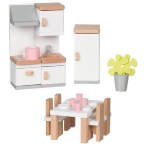 Goki Wooden Doll Furniture Kitchen 20 pieces.