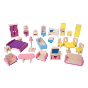 Bigjigs Wooden Dollhouse Furniture 27dlg.