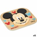 Børne Puslespil af Træ Disney Mickey Mouse + 12 måneder 6 Dele (12 enheder)