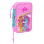 Dobbelt penalhus My Little Pony Magic Pink Turkisblå 12.5 x 19.5 x 4 cm 28 Dele