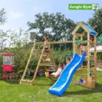 Jungle Gym Patio legetårn komplet inkl. klatremodul 2 og blå rutschebane - 804-070C2B