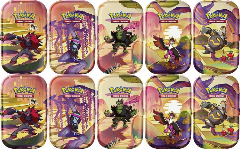 Pokemon Tin Kasse - 2024 Summer Scarlet & Violet: Shrouded Fable Mini Tins Display - 10 Mini Tins! (20 Boosters)